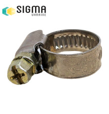 Хомут металевий черв'ячний Sigma 10-16мм, хомут для газового шланга 9мм