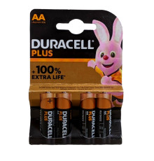 Лужні батарейки Duracell Plus АА LR6 4 штуки в блістері, паковання потужних пальчикових батарейок
