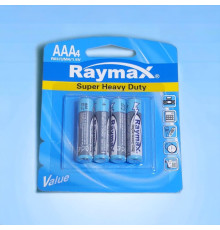 Лужні батарейки  Raymax ААА R03 4 штуки в блістері, паковання потужних мізинчикових батарейок