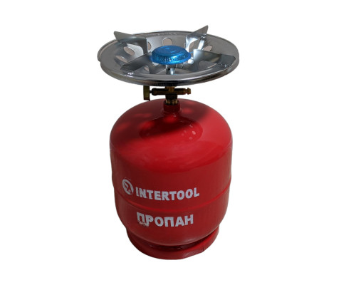 Газовий балон з конфоркою на 5 літрів Intertool, Похідний газовий комплект, Туристичний газовий балон