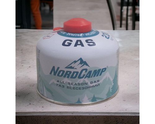 Газовий балон різьбовий 230 грам Nord Camp, балон газовий туристичний різьбовий, газовий картридж