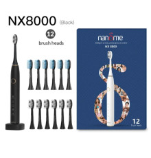 Електрична зубна щітка з 12 змінними насадками Nandme nx8000 black, зубна щітка на акумуляторі