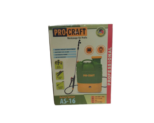 Акумуляторний ранцевий обприскувач на 16 літрів Procraft AS-16, обприскувач акумуляторний для саду та городу