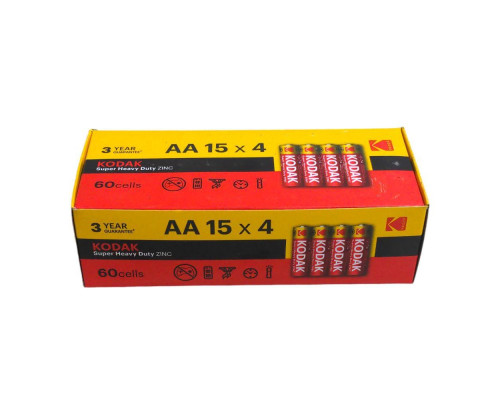 Батарейки сольові AA Kodak Super Heavy Duty AA R6P 60 штук/упаковка