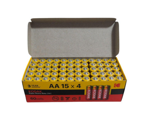 Батарейки сольові AA Kodak Super Heavy Duty AA R6P 60 штук/упаковка