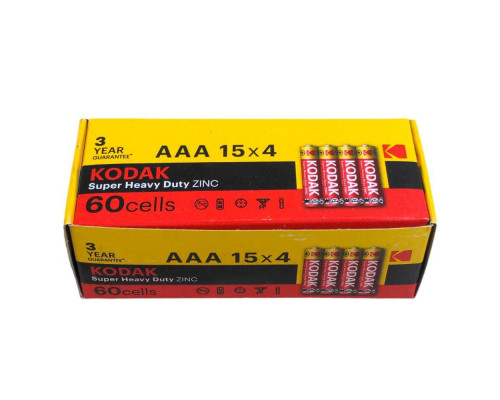Батарейки сольові AAA Kodak R03 UM4 1.5 V упаковка/60 штук, міні-пальчикова батарейка