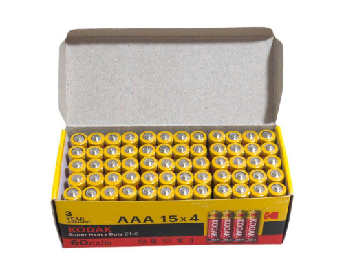 Батарейки сольові AAA Kodak R03 UM4 1.5 V упаковка/60 штук, міні-пальчикова батарейка