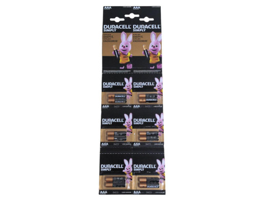 Лужні батарейки Duracell Simply ААА LR03 2 штуки в блістері, пара потужних мізинчикових батарейок