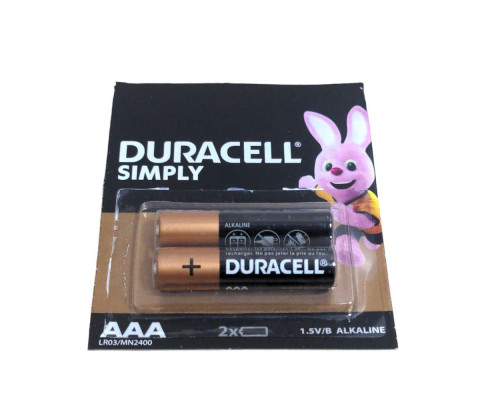 Лужні батарейки Duracell Simply ААА LR03 2 штуки в блістері, пара потужних мізинчикових батарейок