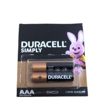 Лужні батарейки Duracell Simply ААА LR03 2 штуки в блістері, пара потужних мізинчикових батарейок