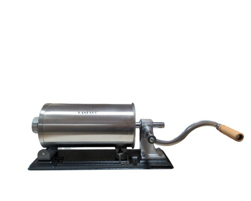 Шприц для ковбас з нержавіючої сталі горизонтальний на 5.5 кг Vanessa з 5 насадками і силіконовим поршнем