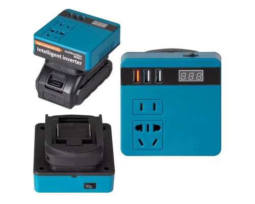 Інвертор 220V під акумулятор Makita 18-21V (перетворювач 120W, USB QC 3.0, дисплей)