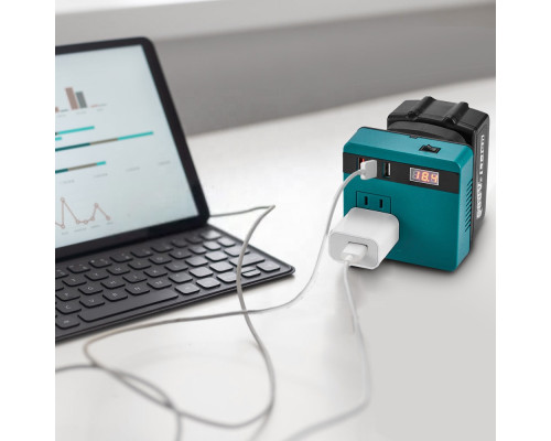Інвертор 220V під акумулятор Makita 18-21V (перетворювач 120W, USB QC 3.0, дисплей)