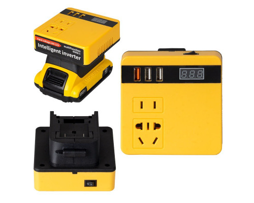 Інвертор 220V під акумулятор DeWalt 18-20V (перетворювач 120W, USB QC 3.0, дисплей)