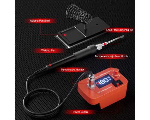 Акумуляторний паяльник T12 під батарею Milwaukee M18 (72W, 0-450°C, дисплей)