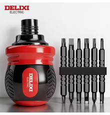 Викрутка з храповим механізмом Delixi 12в1, коротка реверсивна тріскачка з магнітними бітами