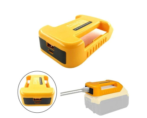 Адаптер-перехідник для Li-ion акумуляторів DeWalt 18V/20V з портами USB та Type-C