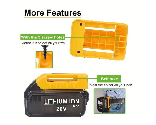 Адаптер-перехідник для Li-ion акумуляторів DeWalt 18V/20V з портами USB та Type-C