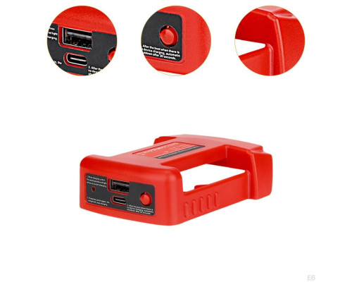 Адаптер-перехідник для Li-ion акумуляторів Milwaukee 18V з портами USB та Type-C