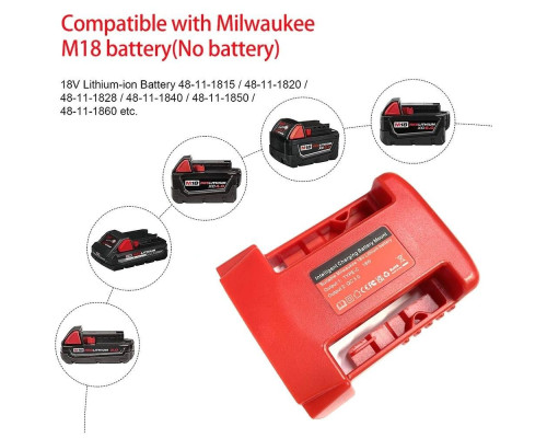 Адаптер-перехідник для Li-ion акумуляторів Milwaukee 18V з портами USB та Type-C