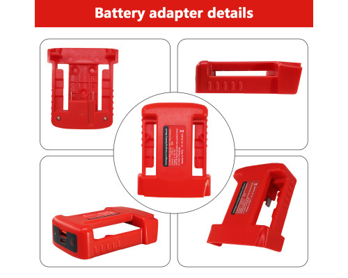 Адаптер-перехідник для Li-ion акумуляторів Milwaukee 18V з портами USB та Type-C