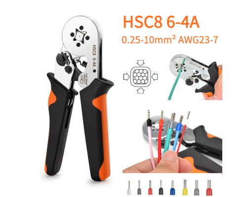 Кримпер Wozobuy HSC8 6-4A для обтискання втулкових наконечників 0,25–10 мм² з 4 кулачками