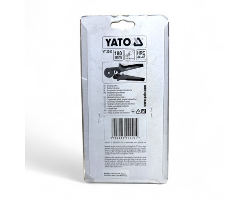 Кліщі для опресування Yato YT-2240 трубчастих наконечників 0,25–6 мм² квадратний профіль 180 мм